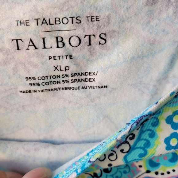 Talbots Blue Paisley Bateau Neck Size PXL 3/4 Sleeve Imported NEW Multicolor - Picture 3 of 9